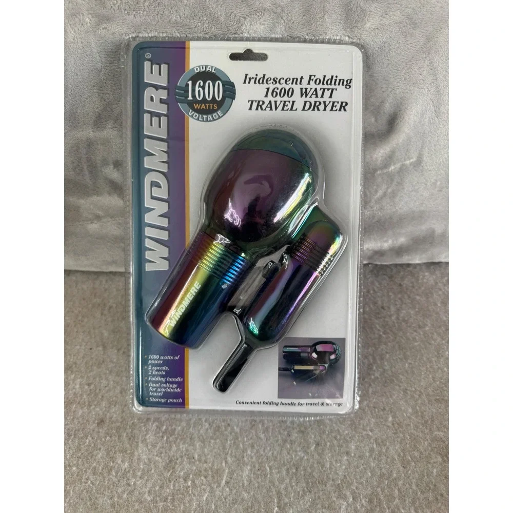 Windmere Iridescent Folding 1600 Watt Travel Hair Dryer Dual Voltage EF-16-ICP